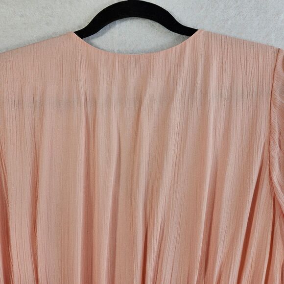 Andree by Unit Dress Women S Pastel Peach Pink Ruffle Long Sleeve Stretch Chic - Picture 9 of 16